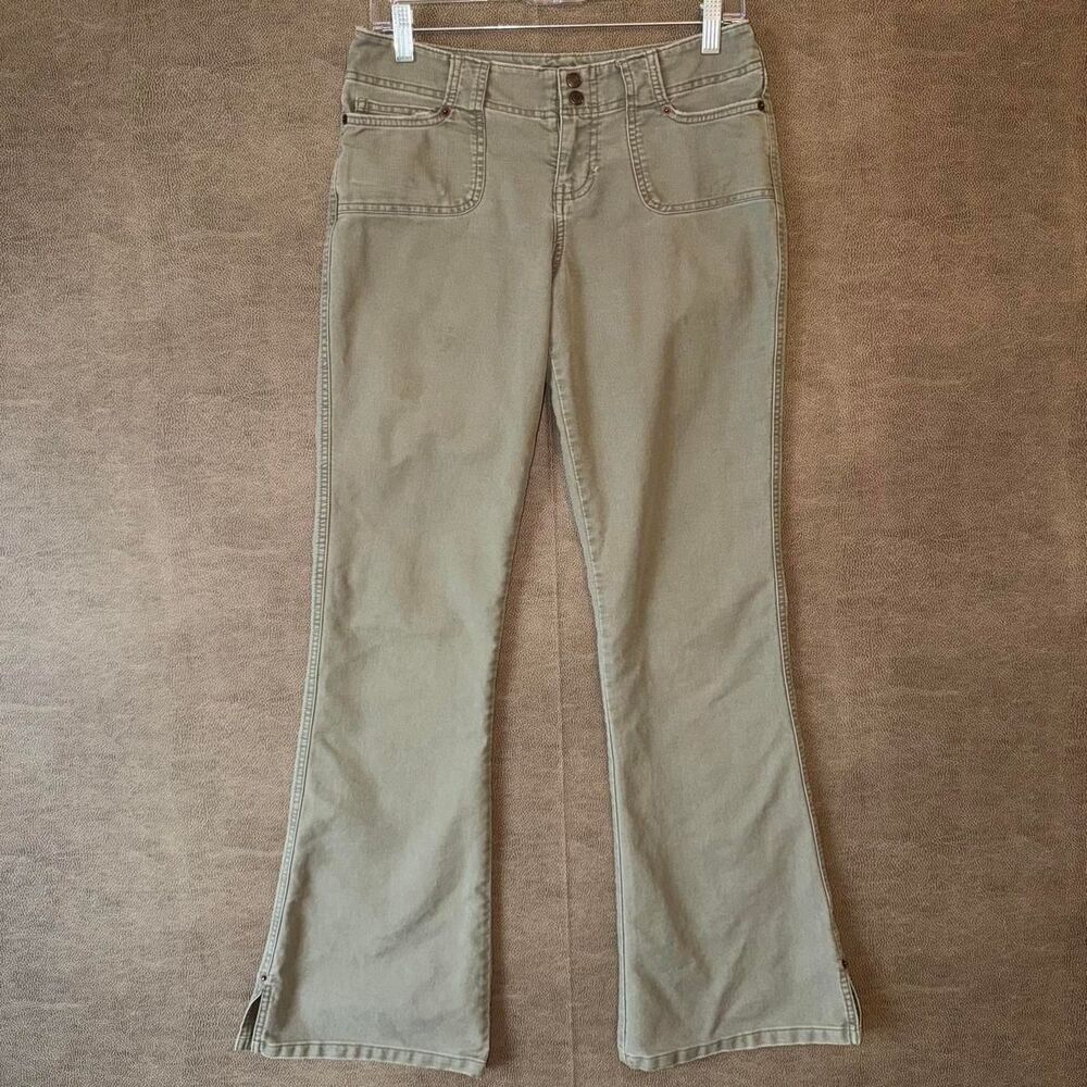 Abercrombie & Fitch sage green low rise flare cotton pants